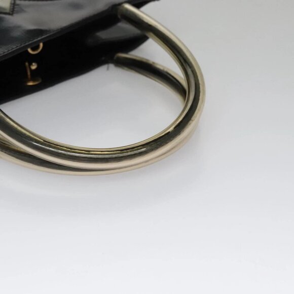 Salvatore Ferragamo Hand Bag Enamel Black Auth 107226 - Picture 8 of 16